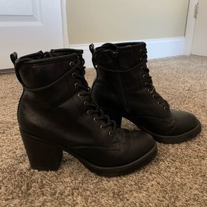 Black Heeled Combat Boots